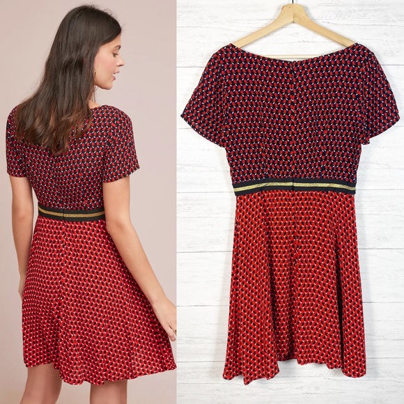 Maeve NWT Amici Red Bunny Print Colorblock Dress - Picture 8 of 13